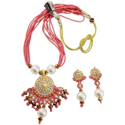 Rosy Pink Designer Pendant Necklace