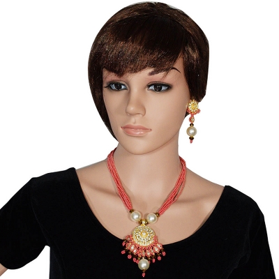 Rosy Pink Designer Pendant Necklace