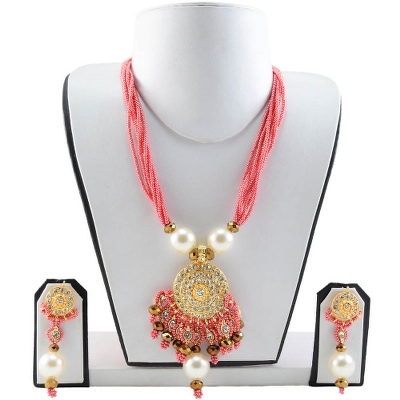 Rosy Pink Designer Pendant Necklace