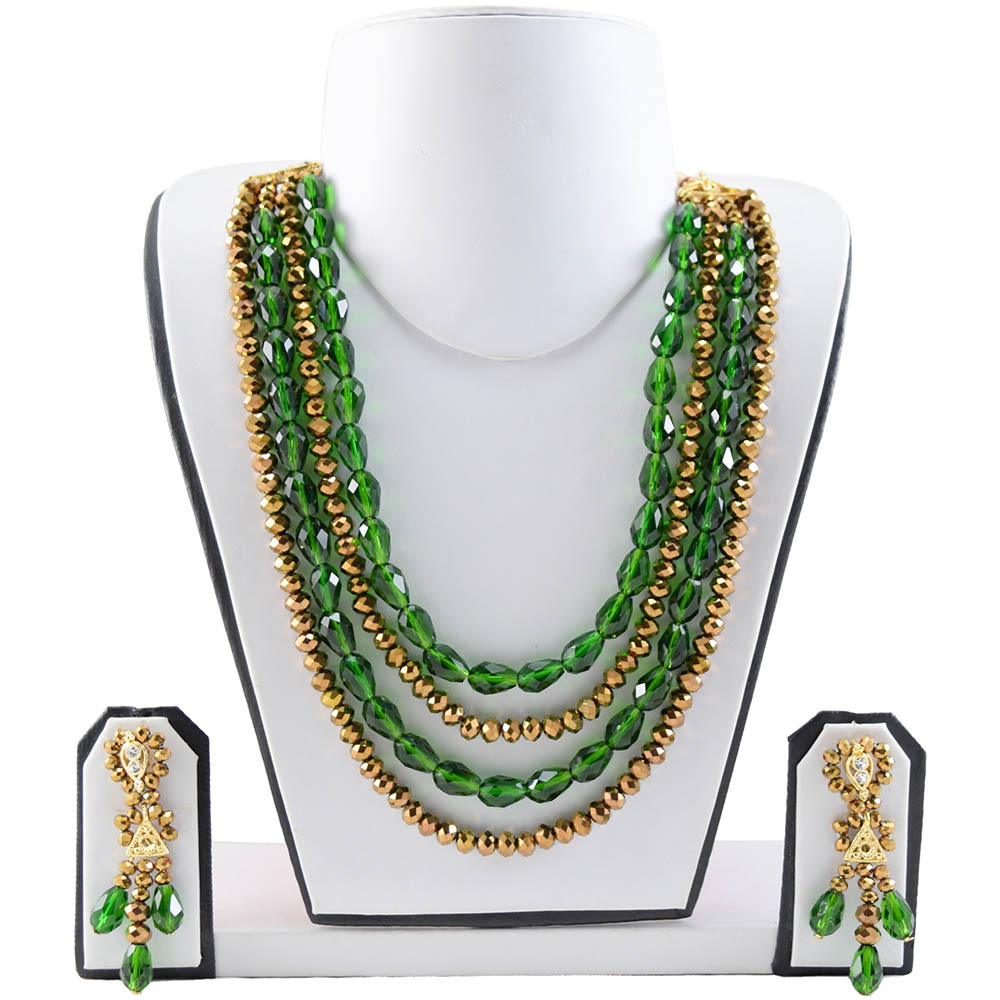 Green &amp; Brown Designer Beads Necklace