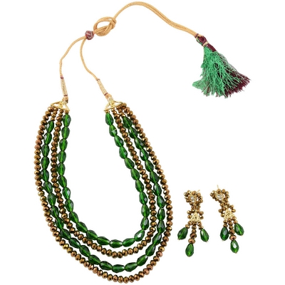 Green &amp; Brown Designer Beads Necklace