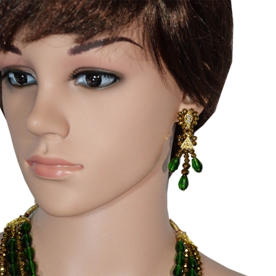 Green &amp; Brown Designer Beads Necklace