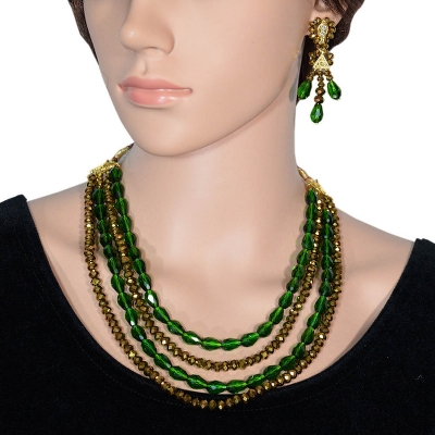 Green &amp; Brown Designer Beads Necklace