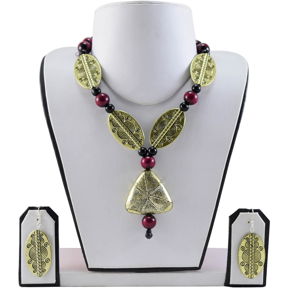 Maroon Beads Designer Necklace