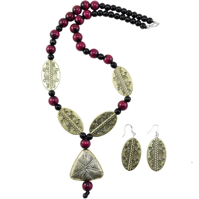 Maroon Beads Designer Necklace