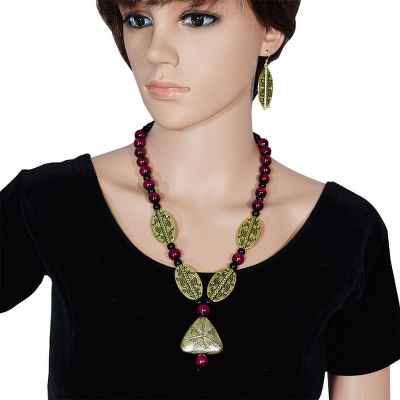 Maroon Beads Designer Necklace
