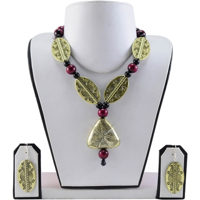 Maroon Beads Designer Necklace