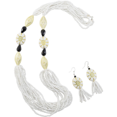 White Jeko moti Necklace with Designer Beads
