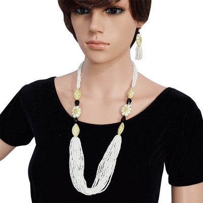 White Jeko moti Necklace with Designer Beads