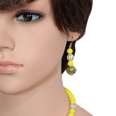 Yellow Jeko moti Designer Beads Necklace