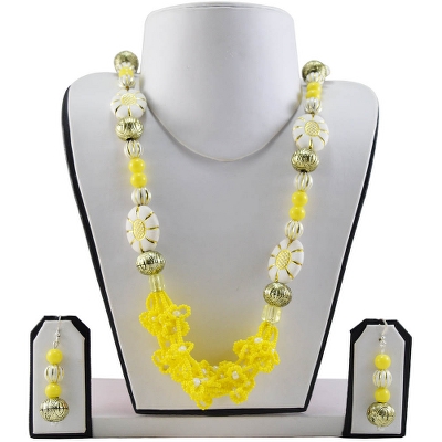 Yellow Jeko moti Designer Beads Necklace