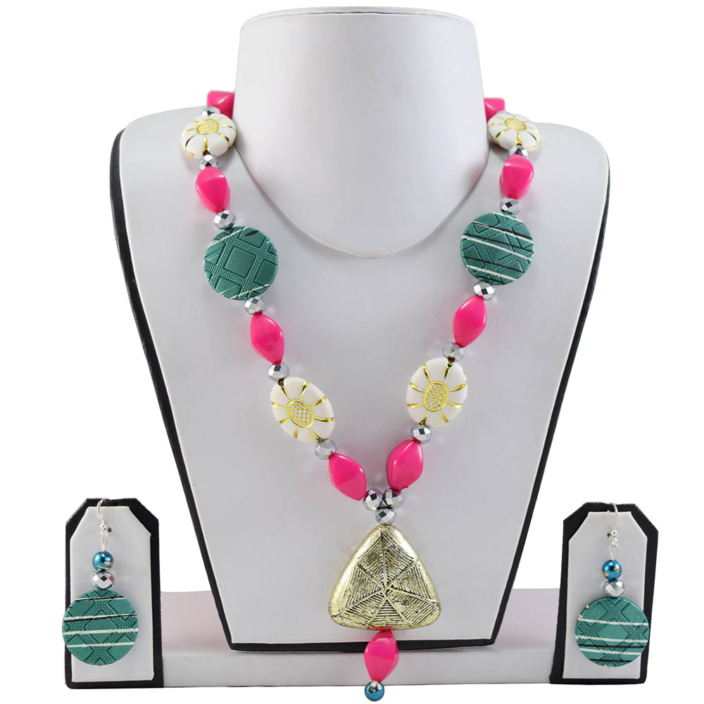 Pink & Turquoise Designer Beads necklace