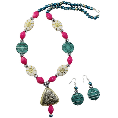 Pink & Turquoise Designer Beads necklace