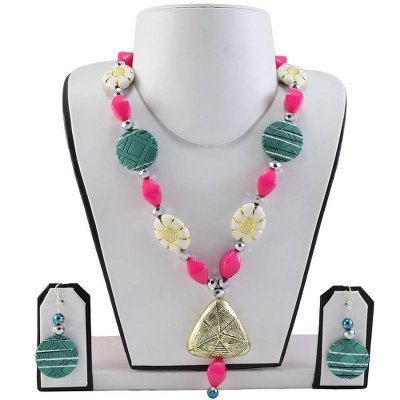 Pink & Turquoise Designer Beads necklace