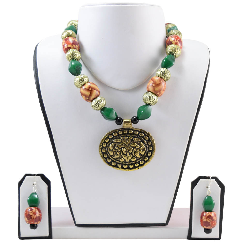 Multi Color Wooden Beads Antique Pendant Designer Necklace