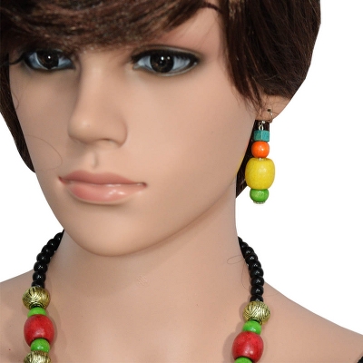 Multi Color Wooden Beads Antique Pendant Designer Necklace