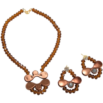 Brown Crystal Beads Designer Necklace