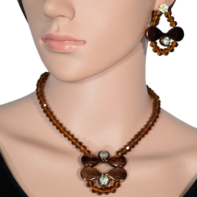 Brown Crystal Beads Designer Necklace