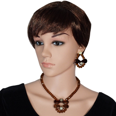 Brown Crystal Beads Designer Necklace