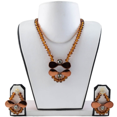 Brown Crystal Beads Designer Necklace
