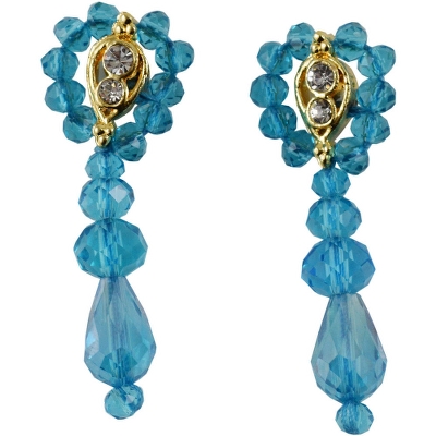 Blue Crystal Beads 3 Row Necklace