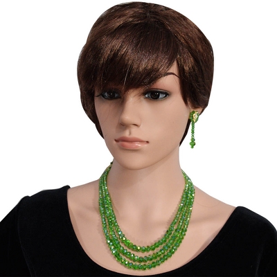 Green Crystal Beads 3 Row Necklace