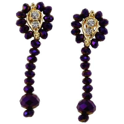 Purple Crystal Beads 3 Row Necklace