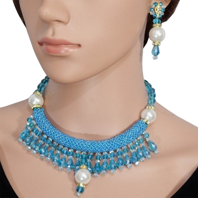 Blue Jeko Moti Necklace