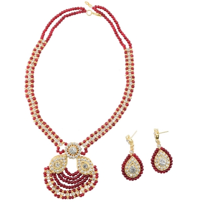 Red Beads Designer Pendant Necklace