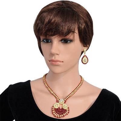 Red Beads Designer Pendant Necklace