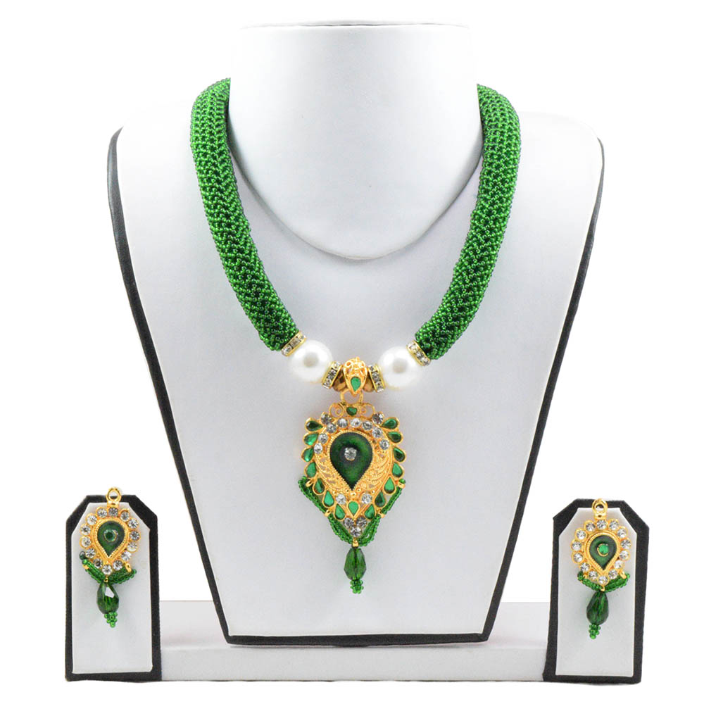 Green Jeko Moti Choker Necklace