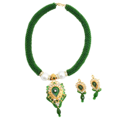 Green Jeko Moti Choker Necklace
