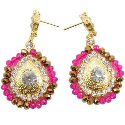 Pink Crystal Beads Choker Necklace