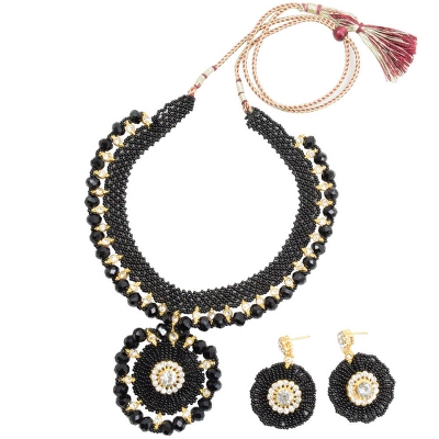 Black Jeko Moti Designer Necklace