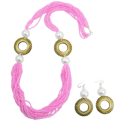 Pink Jeko Moti Designer Necklace
