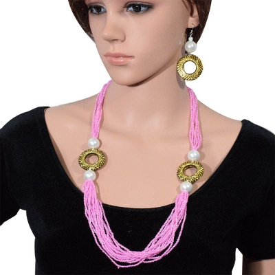 Pink Jeko Moti Designer Necklace