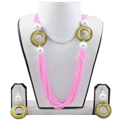 Pink Jeko Moti Designer Necklace