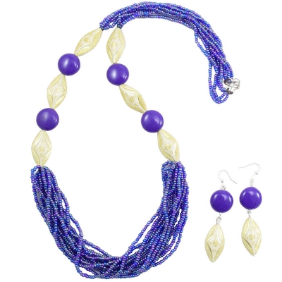 Purple Coin Beads Necklace