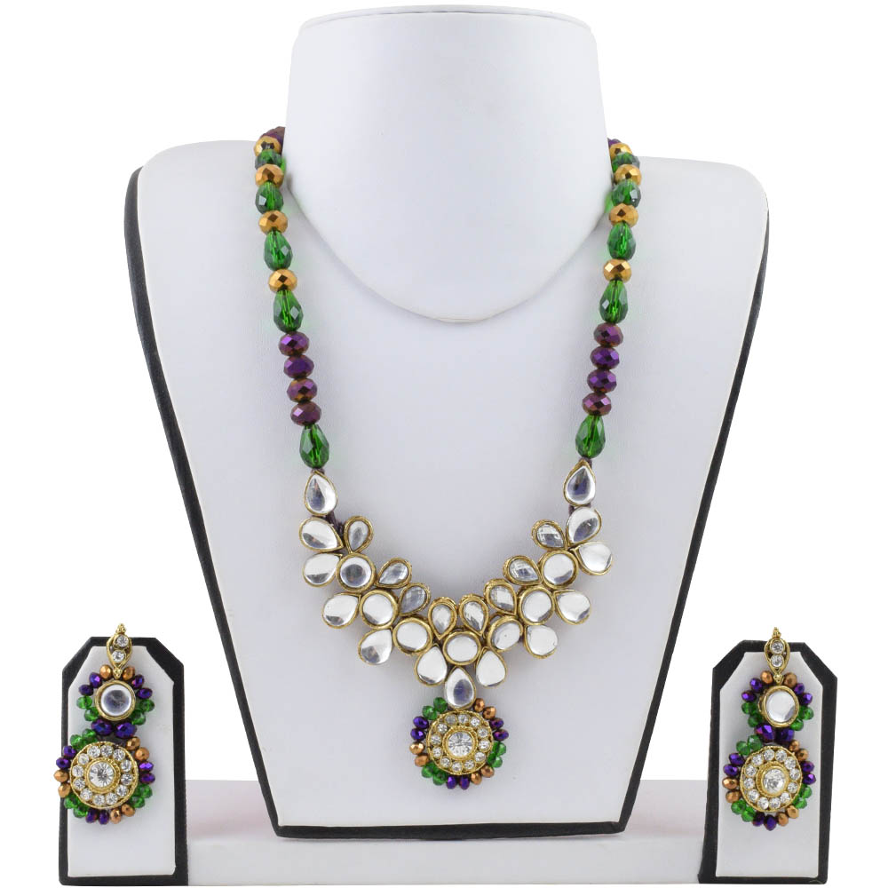 Green & Purple Crystal Beads Necklace