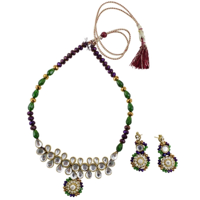 Green & Purple Crystal Beads Necklace