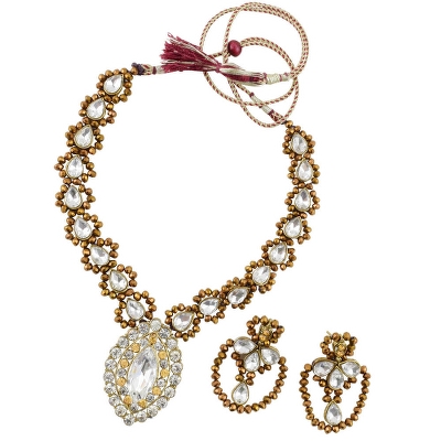 Golden Rhinestone Crystal Beads Necklace