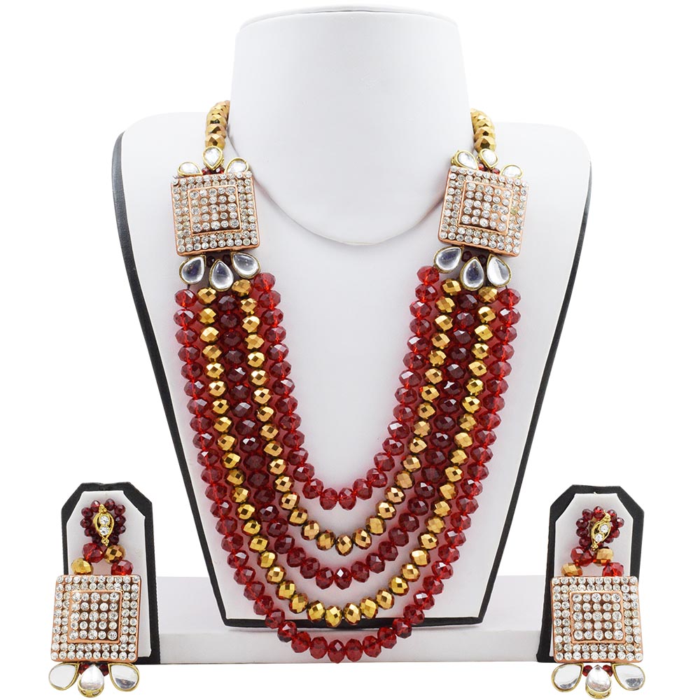 Red &amp; Golden Crystal Beads Diamond Stone Pendants