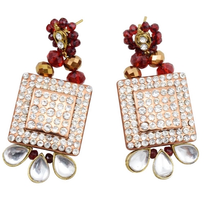 Red &amp; Golden Crystal Beads Diamond Stone Pendants