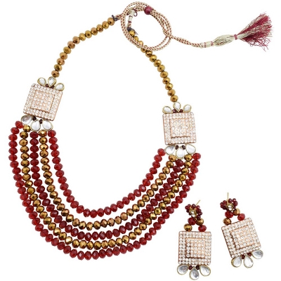 Red &amp; Golden Crystal Beads Diamond Stone Pendants