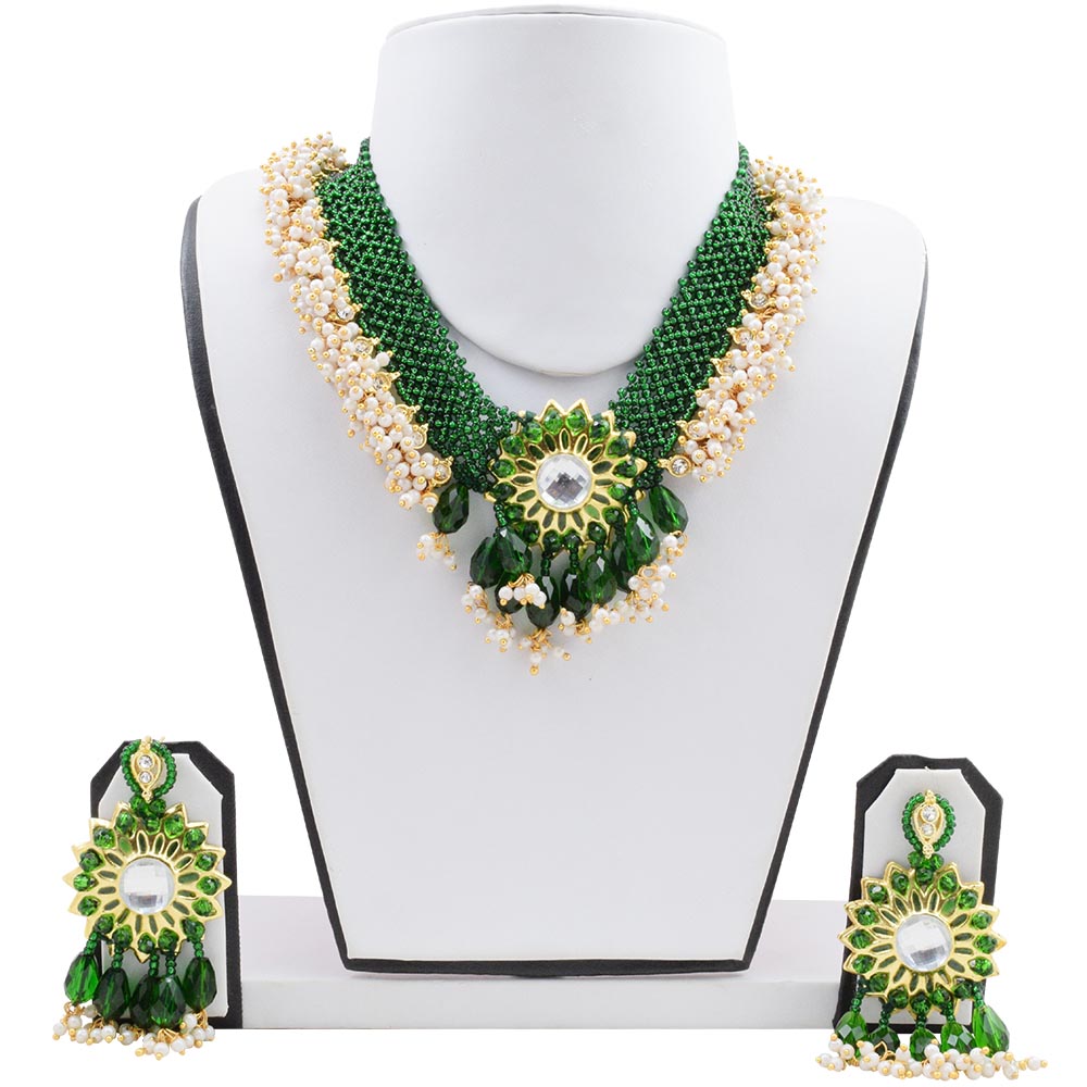 Green Jeko Moti Designer Handmade Necklace