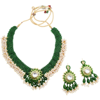 Green Jeko Moti Designer Handmade Necklace