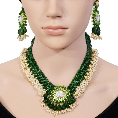 Green Jeko Moti Designer Handmade Necklace