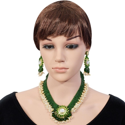 Green Jeko Moti Designer Handmade Necklace