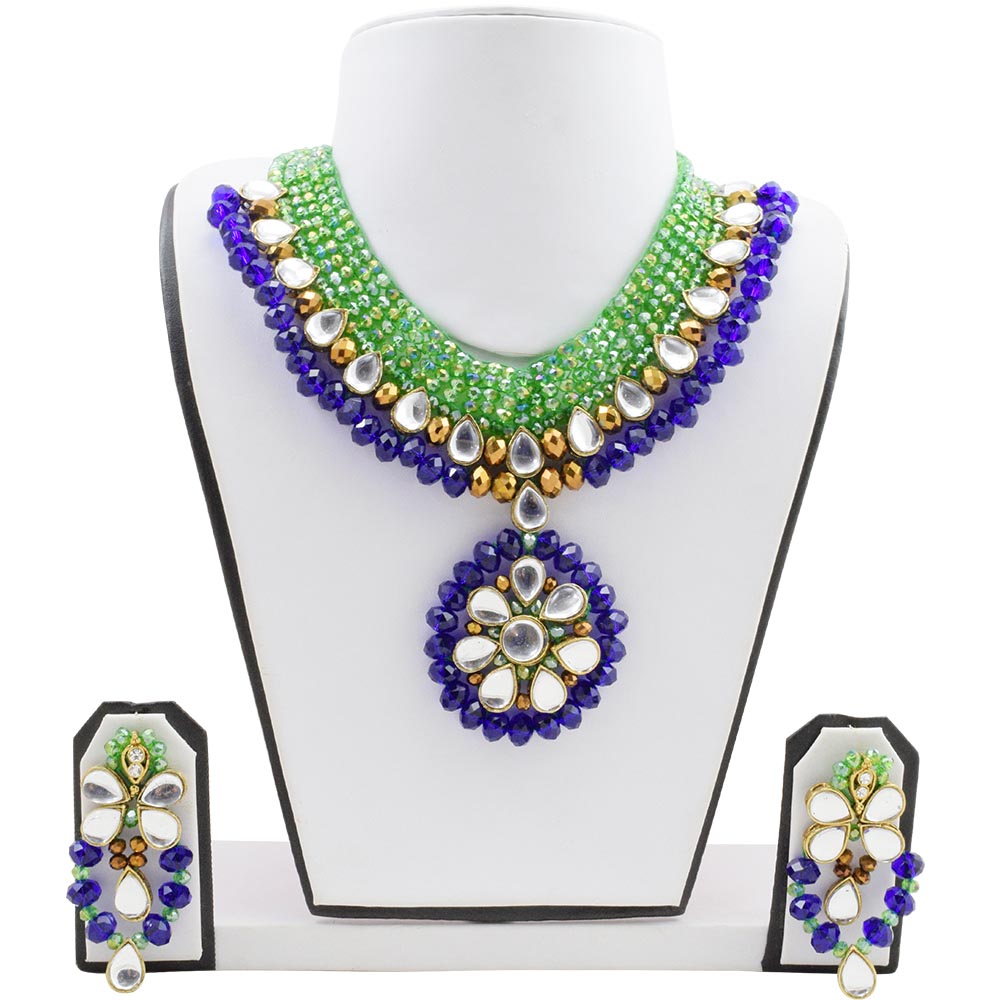 Blue & Green Crystal Beads Designer Necklace