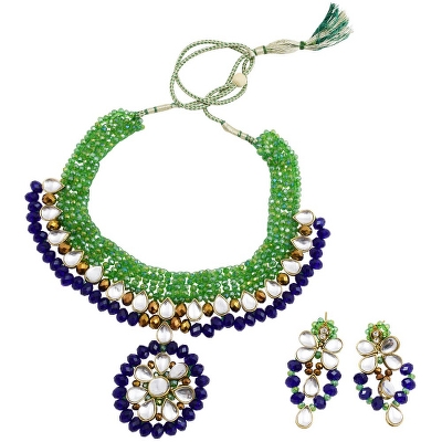Blue & Green Crystal Beads Designer Necklace
